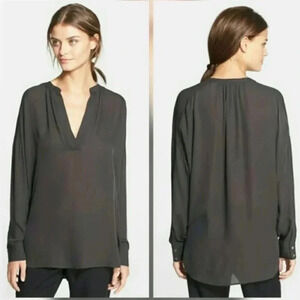 Vince Slit crepe Silk popover blouse